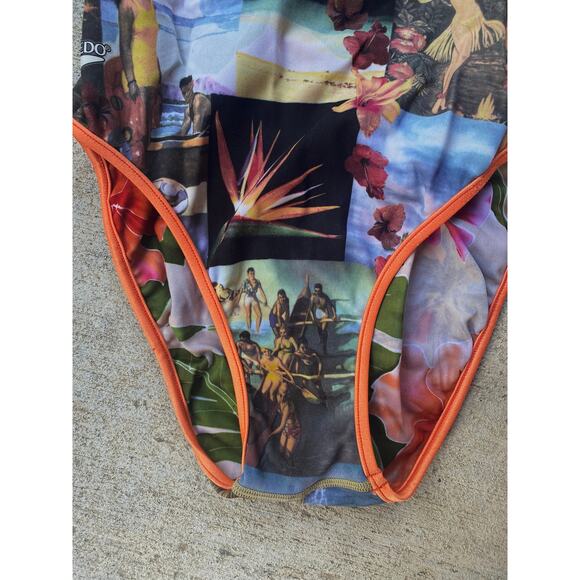 vintage 90s SPEEDO Hawaiian Print REVERSIBLE SWIMSUIT xs/0 tropical photo y2k - Picture 4 of 10